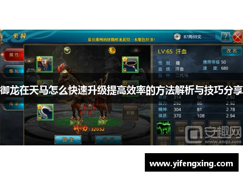 御龙在天马怎么快速升级提高效率的方法解析与技巧分享